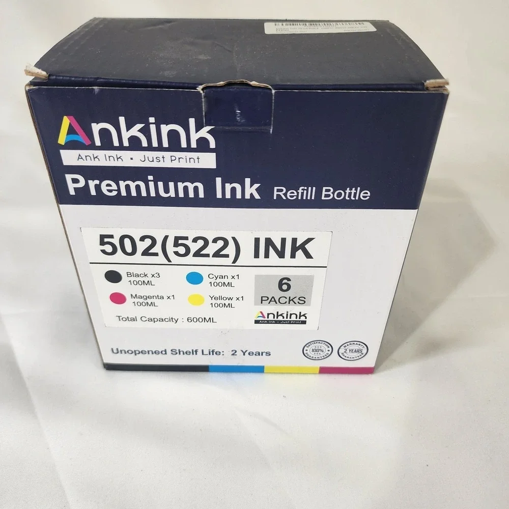 Ankink 502 (522) INK Refill Bottle 6 Packs Exp 09/2027